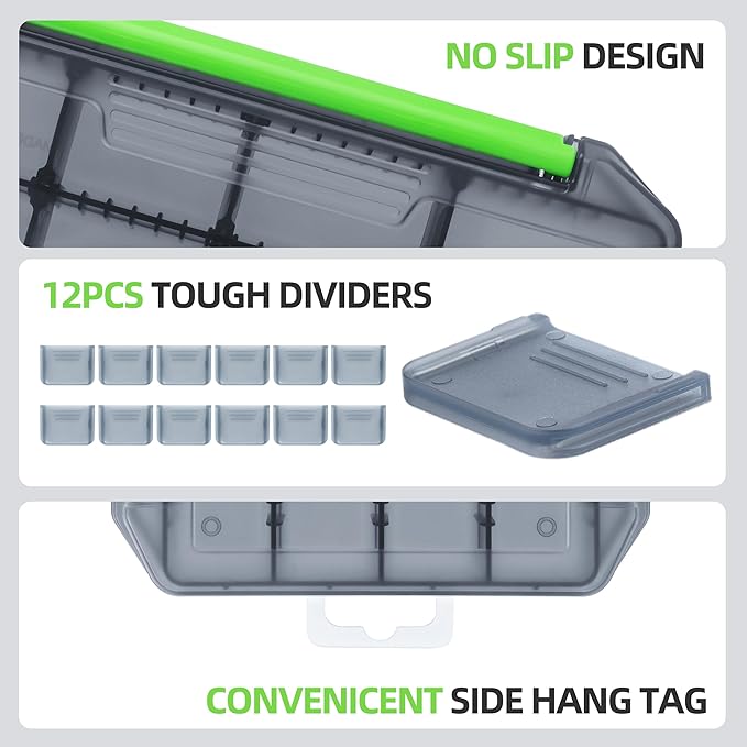 Fishing Tackle Box, Double Buckle Open Tackle Trays, Plastic Storage Parts Box with Removable Dividers for Saltwater, Freshwater, Fly Fishing, Christmas Gifts for Fisher, Dad, 1/2/4 Pack