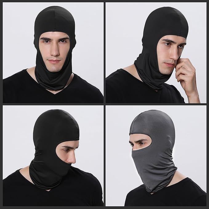 Pukavt 2 Pack 3 Hole Winter Knitted Mask, Full Face Cover Ski Mask Warm Balaclava for Skiing, Motorcycle, Snowboard