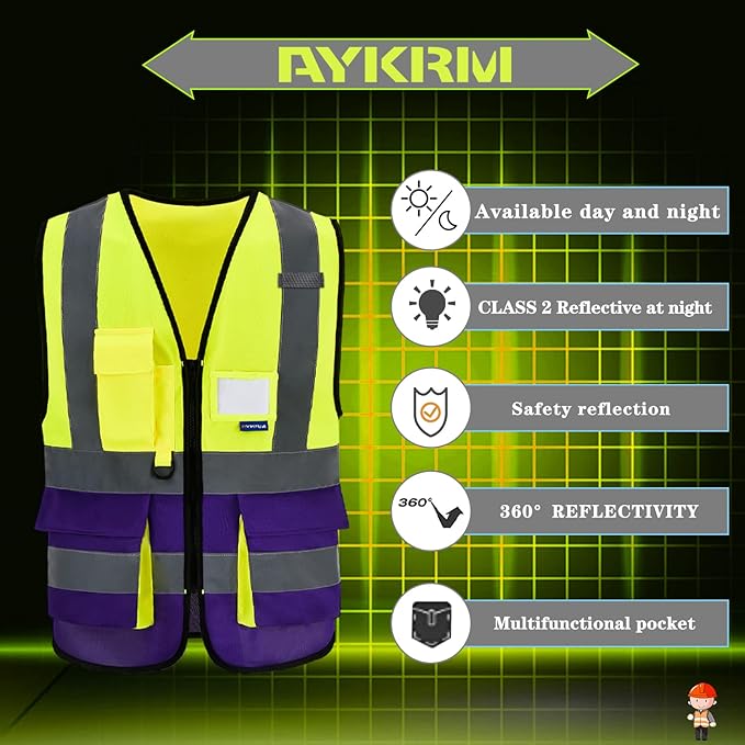 A-SAFETY High Visibility Reflective Safety Vest Customize Logo (XS-8XL)