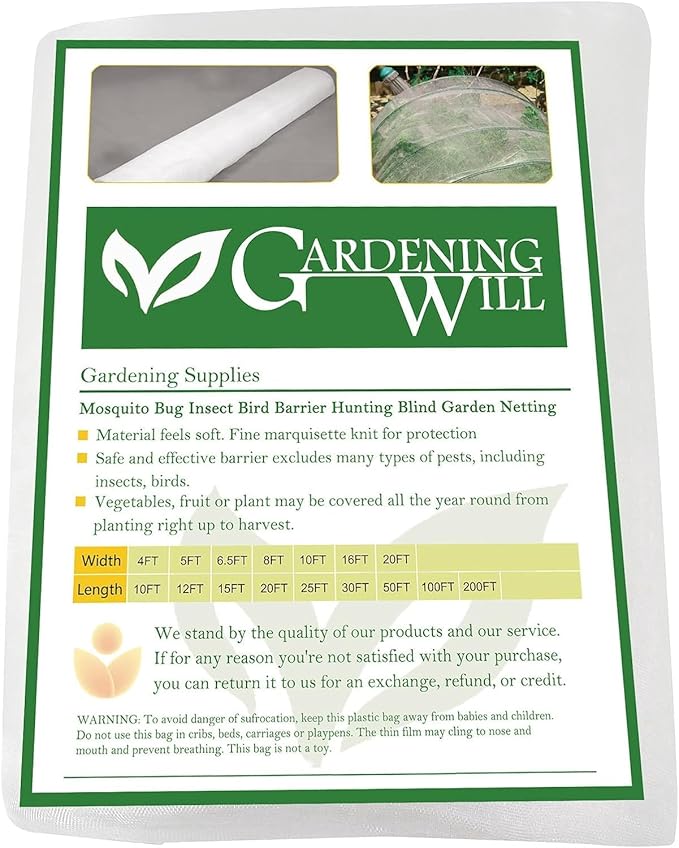 20Ft x 25Ft Mosquito Bug Insect Bird Fine Mesh Net Barrier Hunting Blind Garden Screen Netting for Protect Your Plant Fruits Flower