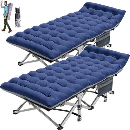 ABORON 2PK Folding Camping Cot for Adults, Double Layer 1200D, 500lb Capacity, Heavy Duty Guest Cot with Mat & Carrying Bag for Indoor & Outdoor Use
