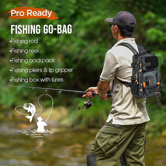 THKFISH Fishing Rod and Reel Combo with Backpack, Telescoping Fishing Pole Spinning Reel Kit with Fishing Lures, Pliers and Fish Lip Gripper for Adults
