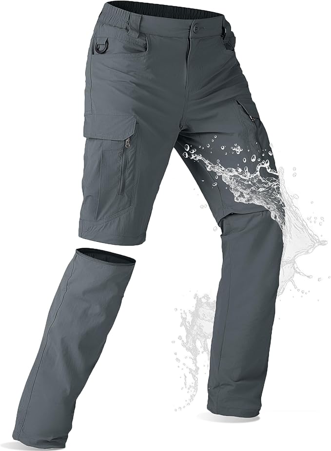 Mens Hiking Pants Convertible Lightweight Quick Dry Zip Off Waterproof Outdoor Travel Fishing Hunting Pants