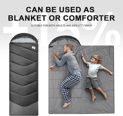 Sleeping Bags for Adults Cold Weather,Portable, Waterproof,Lightweight Sleeping Bag for Tall Girls Boys with Compression Sack for Warm Camping, Hiking, Outdoor & Indoor