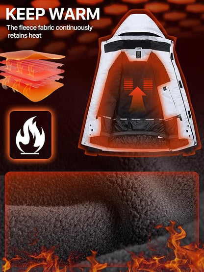 FREE SOLDIER Men's Waterproof Ski Jacket Fleece Lined Warm Winter Snow Coat with Hood Fully Taped Seams