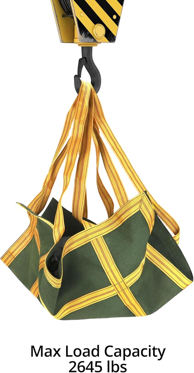 QWORK Heavy-Duty Canvas Cargo Lifting Pad Net - 3.28ft x 3.28ft Reinforced Handle Lifting Net for Construction, Logistics, and Transport, 2645lbs Load Capacity, Non-Slip Material