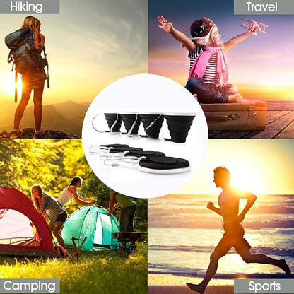 ME.FAN Silicone Collapsible Travel Cup - Silicone Folding Camping Cup with Lids - Expandable Drinking Cup Set - Portable, Graduated [9.22oz]