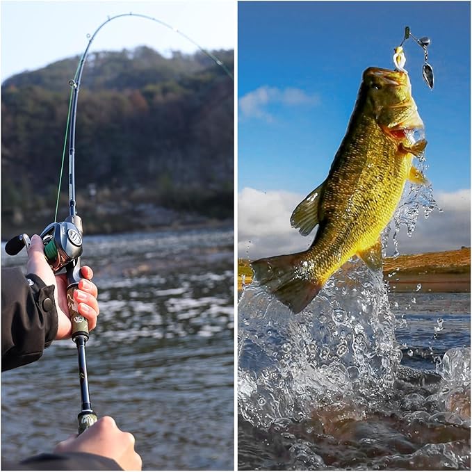 Sougayilang BD Fishing Rod and Reel Combos, Spinning & Casting Fishing Combo,30Ton+24Ton Graphite 2 Pc Fishing Poles with SuperPolymer Handle, “S” Style Hook Keeper(1 Pack)