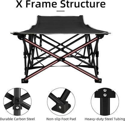 Portable Camping Cot, Sleeping Cots for Adults, 28" Extra Wide Heavy Duty Folding Cot Max Load 600LBS with Thick Mattress, Portable Camping Bed for Outdoor Camp/Office, Home Nap (Black)