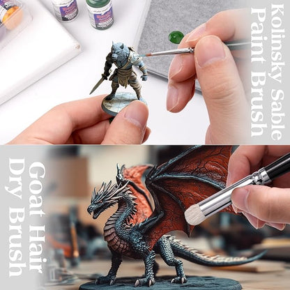 Kolinsky Sable Miniature Paint Brushes - Golden Maple 7pcs Detail Paint Brushes Drybrushes for Acrylic Watercolor, Small Fine Detail Paint Brush Set for Mini Paints (Black)