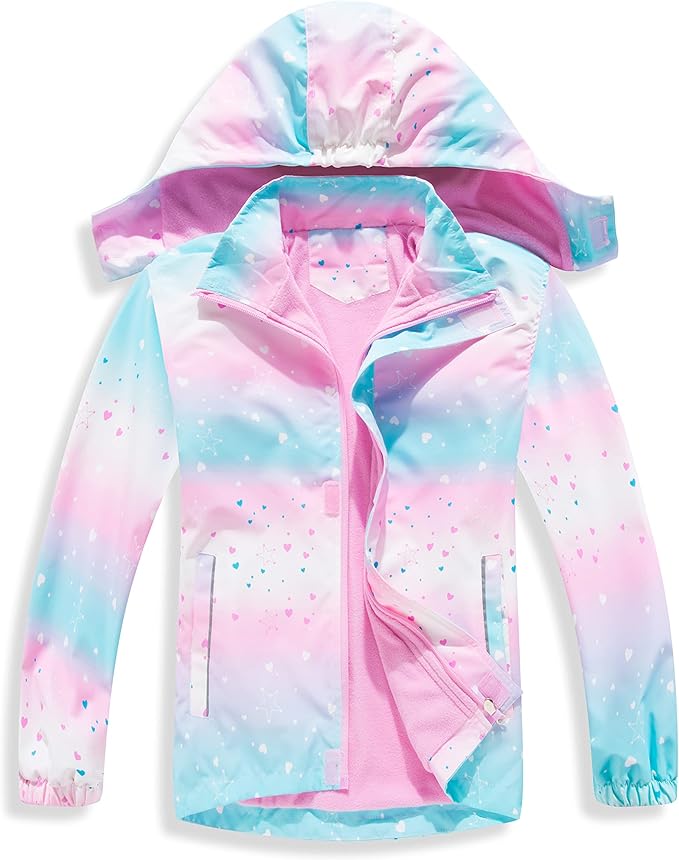 MGEOY Boys Girls Rain Jackets Lightweight Waterproof Hooded Raincoats Windbreakers for Kids 4-14Y