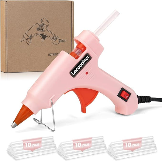 Hot Glue Gun, Mini Hot Glue Gun Kit with 30 Glue Sticks, Fast Preheating Hot Melt for School Crafts DIY Arts and Quick Home Repairs, 20w Pink