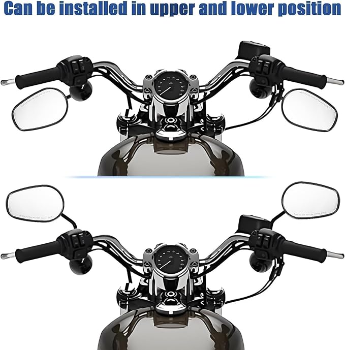 PSLER Motorcycle Mirrors 8M Rear View Side Mirrors Adjustment Mirror for Most 8mm Threaded Sportster Touring Dyna Softail CVO Road Street Road King (Black)