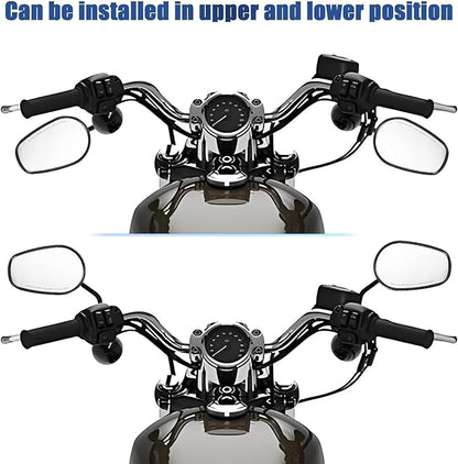 PSLER Motorcycle Mirrors 8M Rear View Side Mirrors Adjustment Mirror for Most 8mm Threaded Sportster Touring Dyna Softail CVO Road Street Road King (Black)