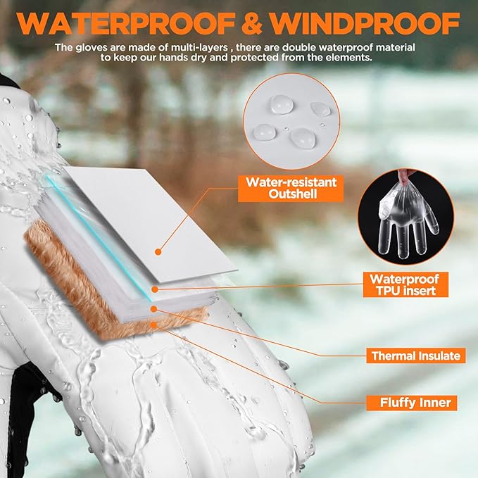 rivmount Winter Waterproof Ski Snow Warm Gloves for Women Men, Windproof Cold Weather Thermal with Touchscreen Fingers, for Running Driving Cycling Hiking Biking Outdoor Sports Daily Work