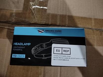 Smiling Shark LED Headlamps, 230°Wide Angle 3*Multi-Color Light Strips 2 Packs Head Lamp Rechargeable with Motion Sensor Waterproof Headlight for Camping Hiking Outdoor, Head-Lamp-LED-Hat-Light