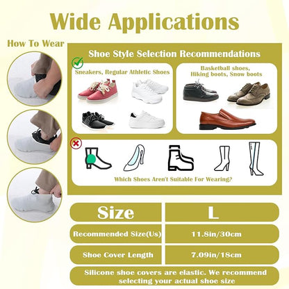 2 Pairs Shoe Covers Waterproof Silicone Rain Shoe Covers Reusable Non Slip Outdoor Cycling Boot Protectors Fits Outdoor Cycling Women Men