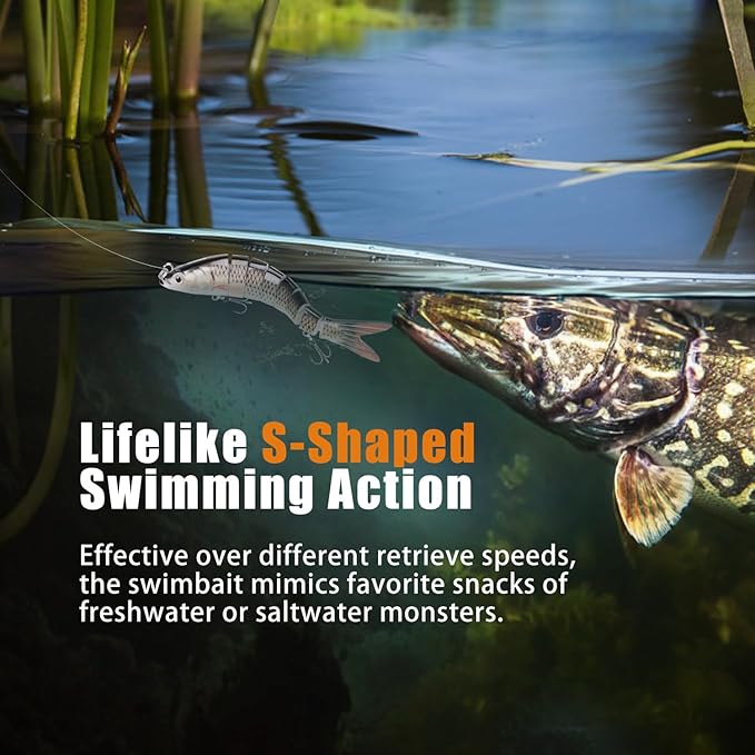 GOTOUR Fishing Lures for Freshwater or Saltwater, Easy to Use for Family Fishing Beginner and Pros, Most Lifelike Jointed Swimbait，Slow Sinking Bass Pike Panfish Walleye Lures, Fishing Gifts for Men