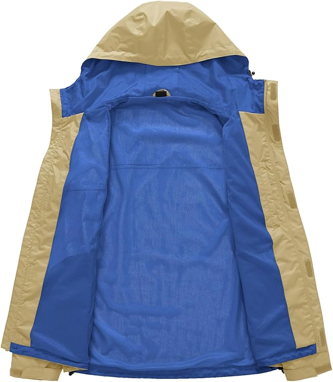 TBMPOY Men's Lightweight Rain Jackets Waterproof Raincoat with Hood Running Cycling Hiking Outdoor Windbreaker