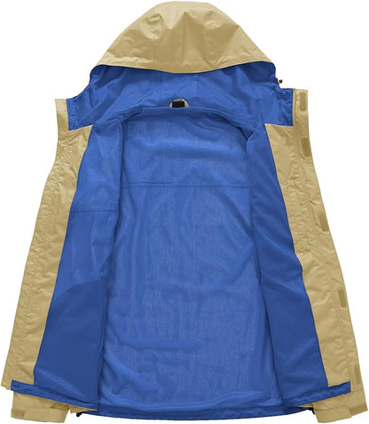 TBMPOY Men's Lightweight Rain Jackets Waterproof Raincoat with Hood Running Cycling Hiking Outdoor Windbreaker