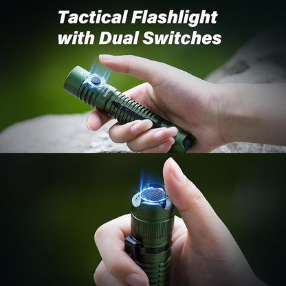 Sofirn SP31 V3.0 Pocket Flashlight Rechargeable, 1200 High Lumen Tactical Flashlight with Powerful LED, Dual Switches and Buck Constant Current Circuit for Home, Emergency, Heavy Duty ( Green)