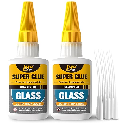 Glass Super Glue Liquid, Clear Instant Cyanoacrylate Adhesives for Glass Repair, All Purpose CA Glue for Shoe Ceramic Plastic Leather Model Metal Wood Pottery Aquarium Porcelain Stone, Thick