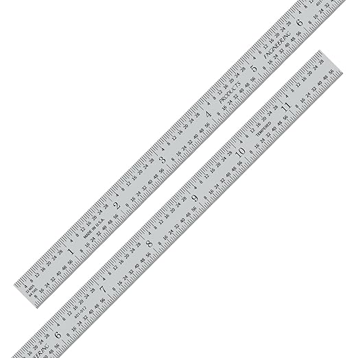 PEC Tools Flexible 12“ Stainless Steel Ruler, Measuring Accuracy 1/32”,1/64“,1/8”,1/16", Tempered and Forged, for Woodworking, Machining and DIY, Made in USA