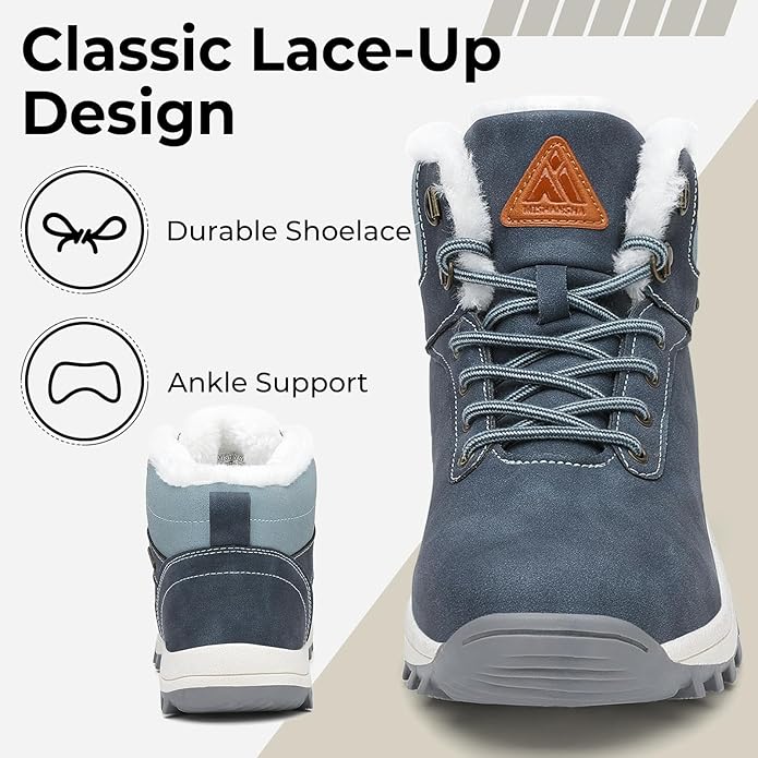 Mishansha Men's Waterproof Snow Boots, Insulated Warm Lined Winter Boot for Cold Weather, Non-Slip Outdoor Trekking Hiking Shoes Size 4-13.5