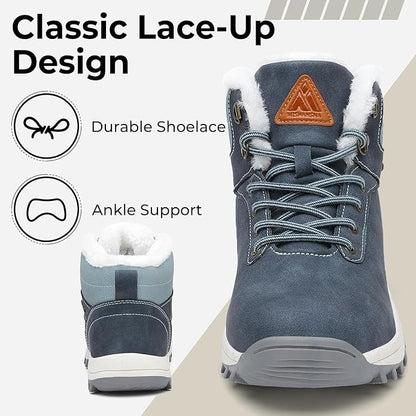 Mishansha Men's Waterproof Snow Boots, Insulated Warm Lined Winter Boot for Cold Weather, Non-Slip Outdoor Trekking Hiking Shoes Size 4-13.5