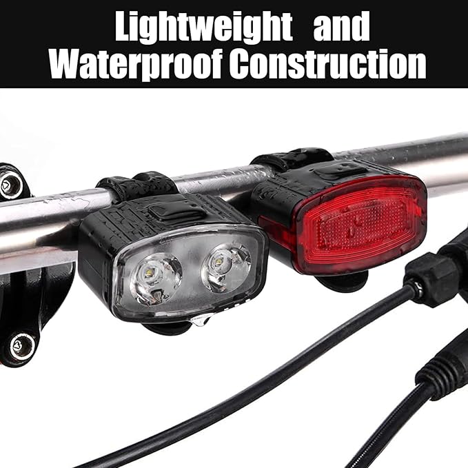 LED Bike Head & Tail Light Set with Rechargeable Functionality High Visibility LED Light Set for Night Rides Lamp