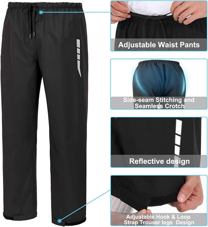 Rain Suit for Men, Packable Waterproof Rain Jacket & Pants, Reflective Raincoat Rain Gear for Outdoor Golf Hiking Fishing