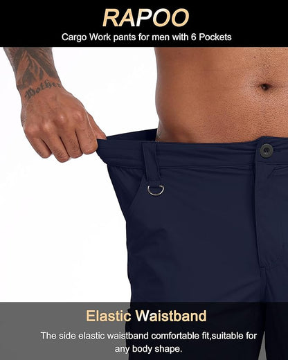 Rapoo Mens Hiking Pants Lightweight Water Resistant Breathable Nylon Cargo Pants with 6 Pockets