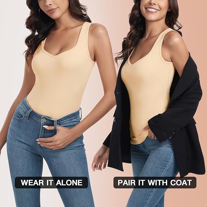 WOWENY Sleeveless Thermal Fleece Tank Top for Women Sweetheart Neck Camisole Warm Base Layer Cami Vest Underwear Tops