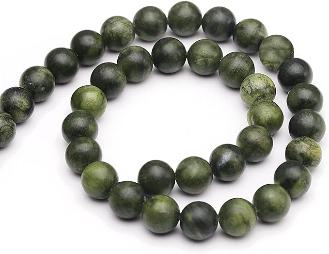 Youngbling Natural Jade Beads for Jewelry Making,10mm Green Jade Polished Round Smooth Stone Beads,Genuine Real Stone for Bracelet Necklace 15 Inch(Green Jade,10mm)