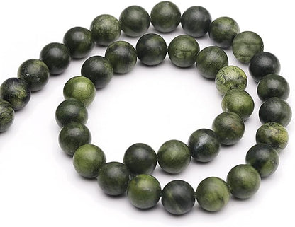 Youngbling Natural Jade Beads for Jewelry Making,10mm Green Jade Polished Round Smooth Stone Beads,Genuine Real Stone for Bracelet Necklace 15 Inch(Green Jade,10mm)