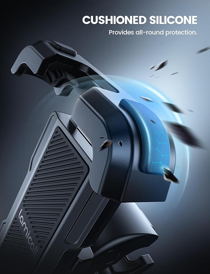 Lamicall Motorcycle Phone Mount, Bike Phone Holder - [Metal Lock] Upgrade Quick Install Handlebar Clip for Bicycle Scooter, Cell Phone Clamp for iPhone 17 16 15 Pro Max, Galaxy, 4.7-6.8" Phones