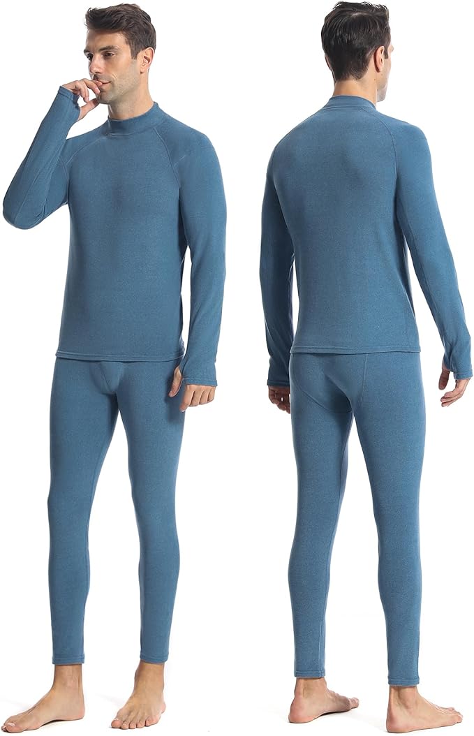Runhit Mens Thermal Underwear Set：Fleece Lined Long Johns for Men Thermal Shirts and Pants Base Layer Cold Weather Thermals