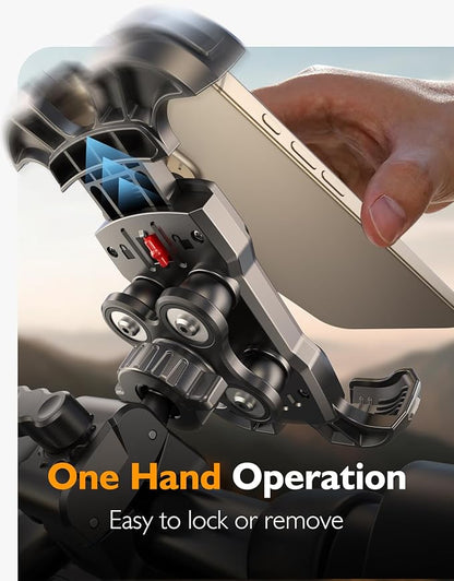 Bike Phone Holder, [Vibration Damper] [Tool-Free] Motorcycle Phone Mount, [Silicone Cushion] Handlebar Mount with Security Lock Compatible with iPhone, Samsung and 4.7-6.9'' Devices