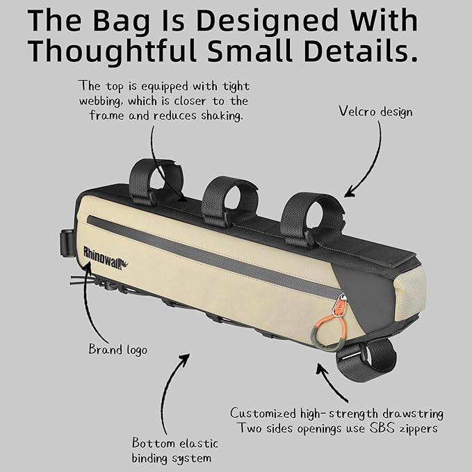 Rhinowalk Top Tube Bag - 2.1/2.7L Triangle Bag for Road & Gravel Bikes