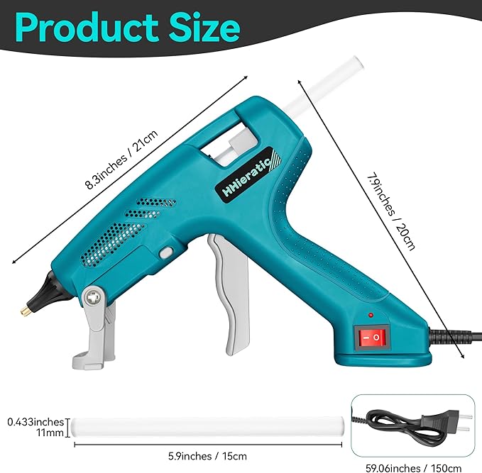 100W Hot Glue Gun with 30 pcs Sticks,Fast Preheating Full Size Hot Glue Gun and Sticks Set,Low Temp Glue Gun for Craft,DIY,Repairs