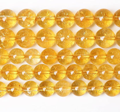 75PCS 10MM Natural Citrine Yellow Quartz Crystal Round Spacer Loose Beads for Jewelry Making DIY Bracelet Necklace