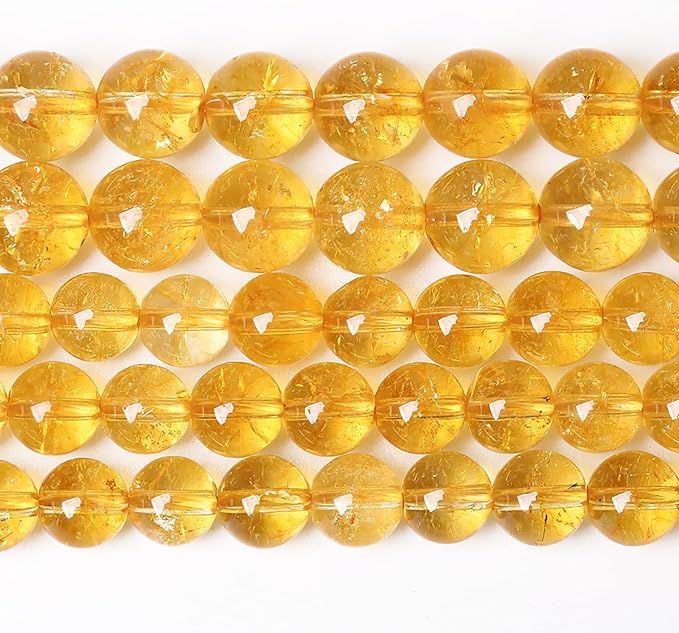 4MM 86PCS Natural Citrine Yellow Quartz Crystal Round Spacer Loose Beads for Jewelry Making 15 inches DIY Bracelet Necklace