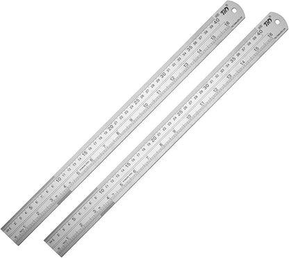 ZZTX Ruler Metal Straight Edge Stainless Steel Ruler 16 Inch Ruler Set Rulers Bulk 2 Pack