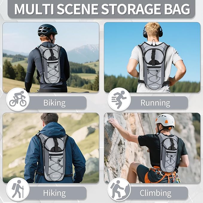 Hydration Backpack with 2L Water Bladder, Lightweight Hydro Pack for Cycling, Running, Hiking, Climbing