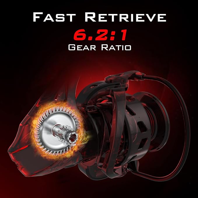 KastKing Royale Legend Fishing Reel - 5.2:1/6.2:1 Gear Ratio Spinning Reel, Up to 22 Lbs of Carbon Drag, 5+1/7+1 Stainless Steel Ball Bearings, Graphite Frame, Asymmetric Spinning Reel Rotor Design