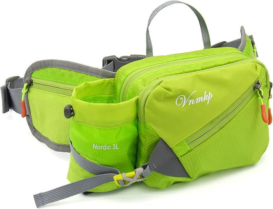 Waist Pack with Water Bottle Holder for Men and Women for Running Climbing Hiking Fitness Cycling and Other Outdoor Sports (Green)
