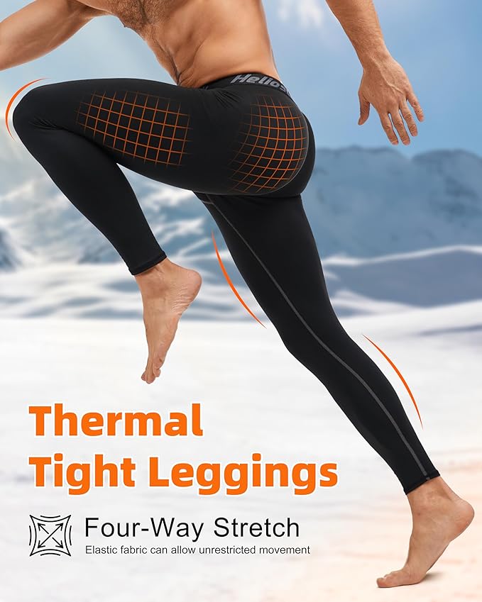 4 Pack Men's Thermal Compression Pants Fleece Lined Sports Tights Leggings Winter Athletic Baselayer Bottoms