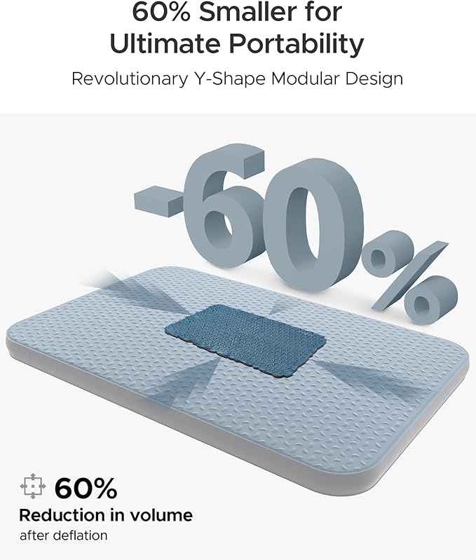 ACACIA 4.3" Thick Self Inflating Sleeping Pad with Foam | Innovative Y-Shaped Telescopic Structure | Ultraportable Camping Mattress | Outdoor Compact Air Mat for Tent Car |