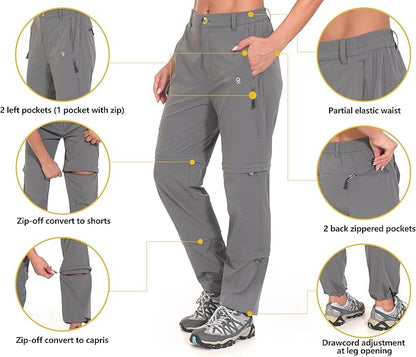 Little Donkey Andy Women's Stretch Convertible Pants, Zip Off Quick Dry Hiking Pants