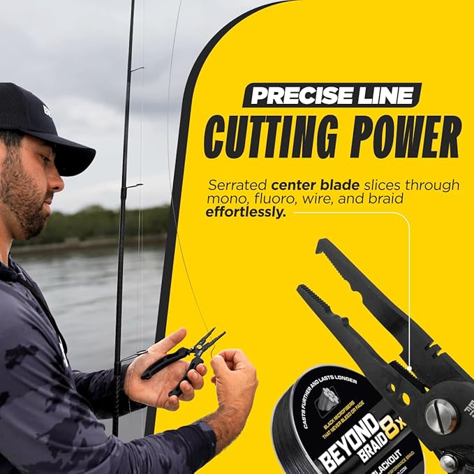 Beyond Fishing QuickRig Fishing Pliers – Multifunction Stainless Steel Split Ring Pliers for Fishing with Line Cutter & Crimper – Corrosion Resistant & Spring Loaded Design